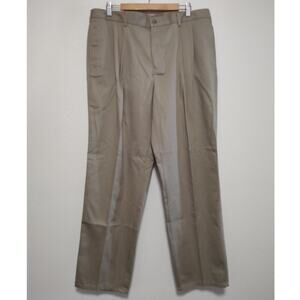 Great Northwest Men's 38X32 Khaki Pleated Front Straight Leg Casual Dress Pants